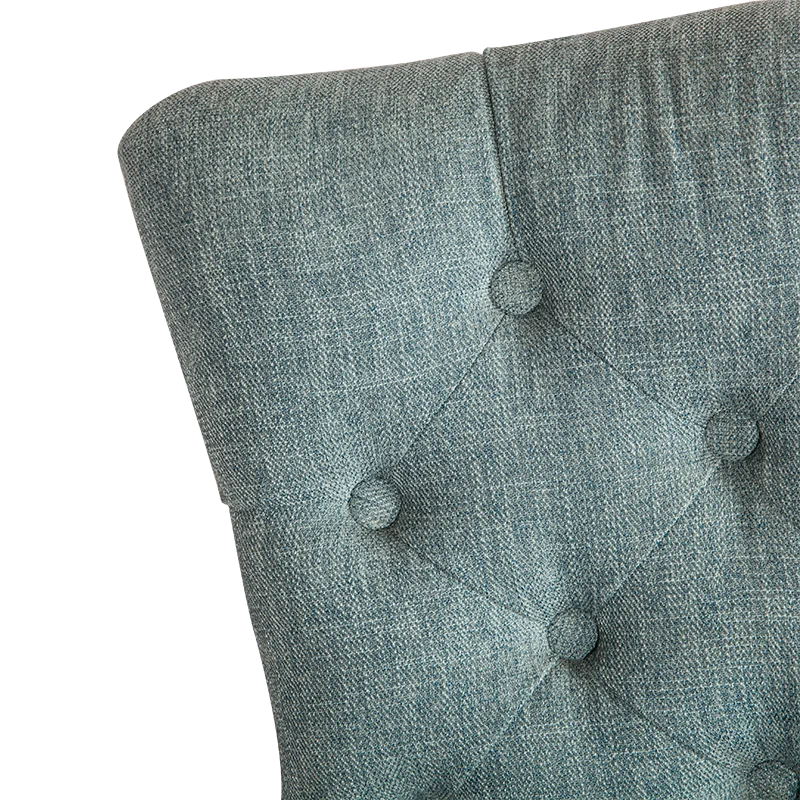 Oak Armless tufted wingback sillas de dise arm wood Fabric Luxury Tufted French Dining Chair