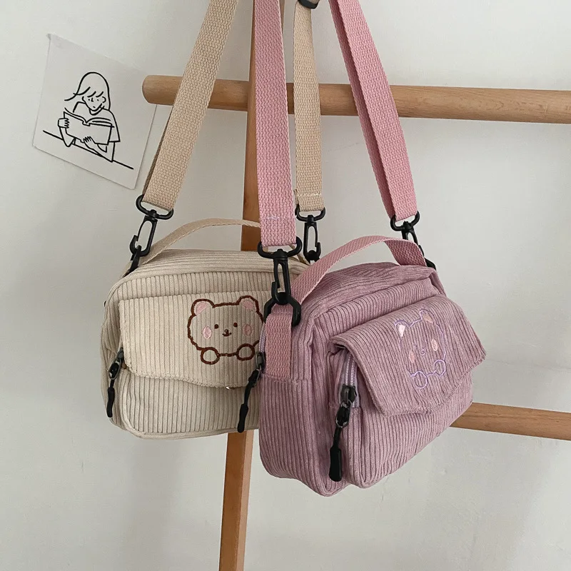 wholesale Cute Girl cotton Instagram Canvas Crossbody Bag Female Student mini hand tote bags for ladies