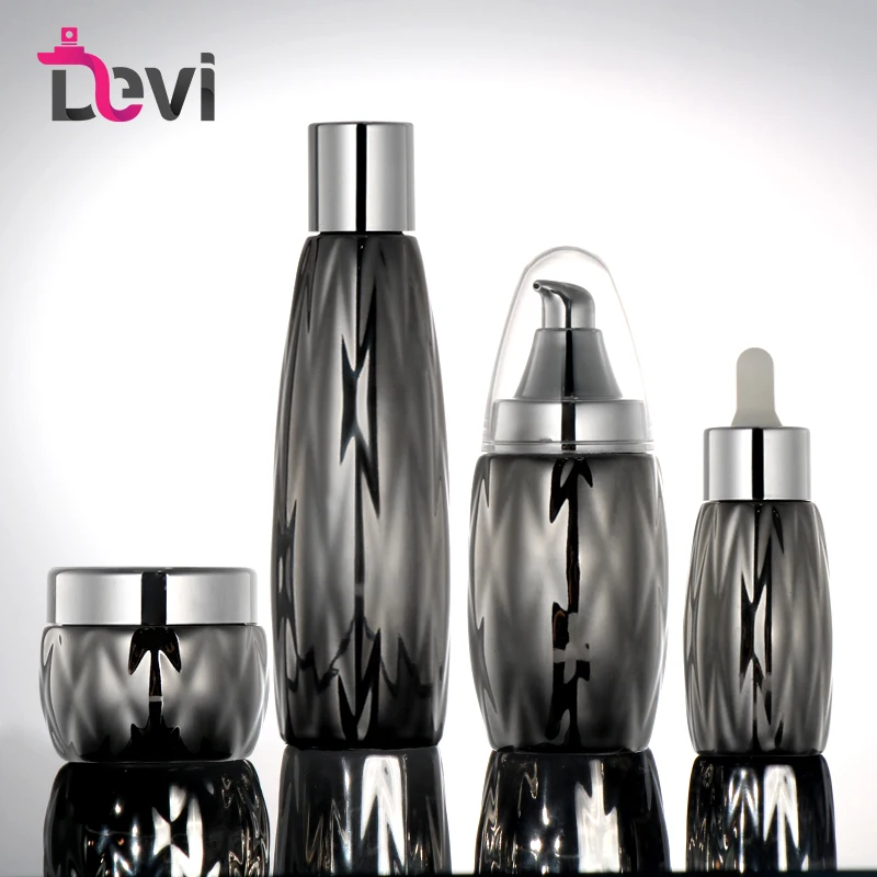 Devi UV 30g Cosmetic Ceramics Packaging Skincare Cream Jar 40ml 100ml 120ml Lotion Glass Bottle With Press Pump