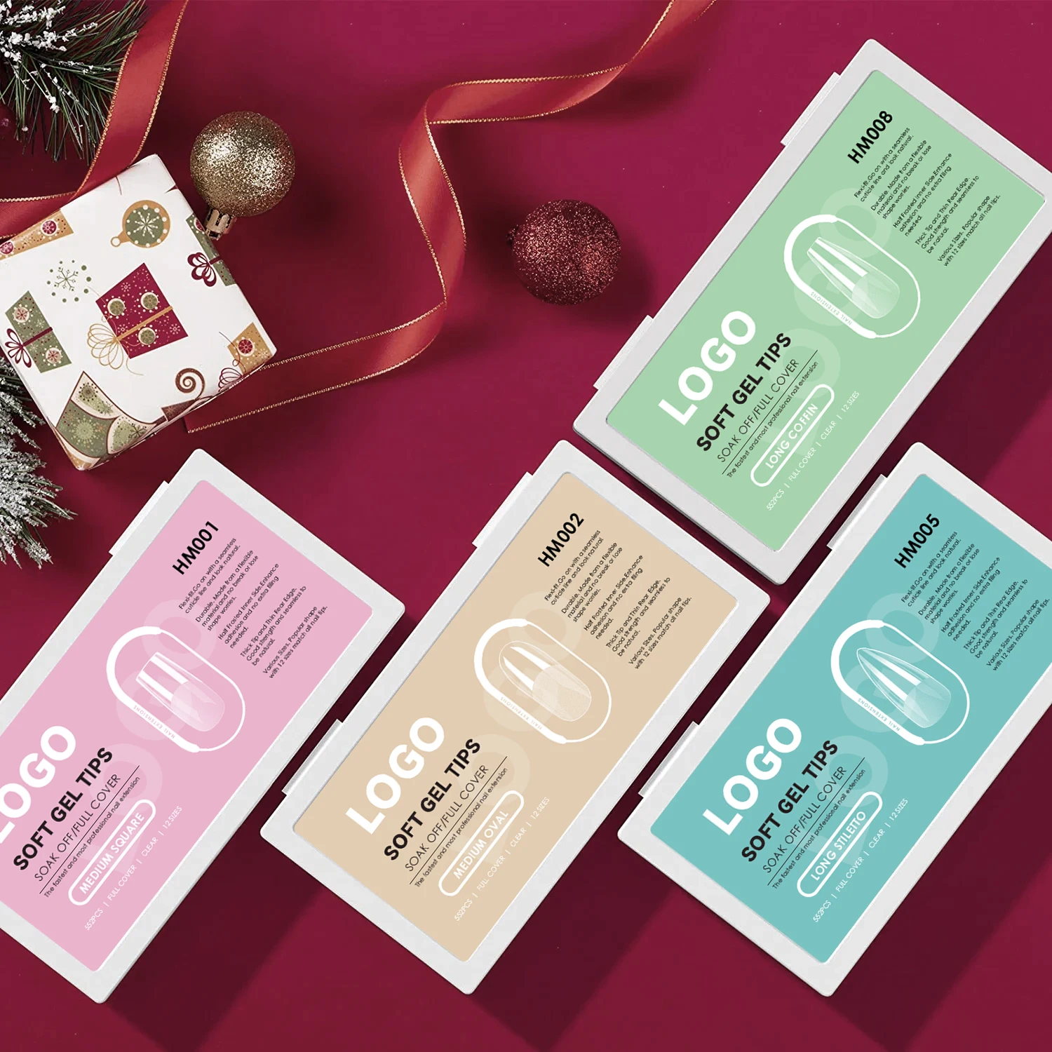 Medium square 12 sizes soak off seamless comfortable fit like real nail clear soft gel tip