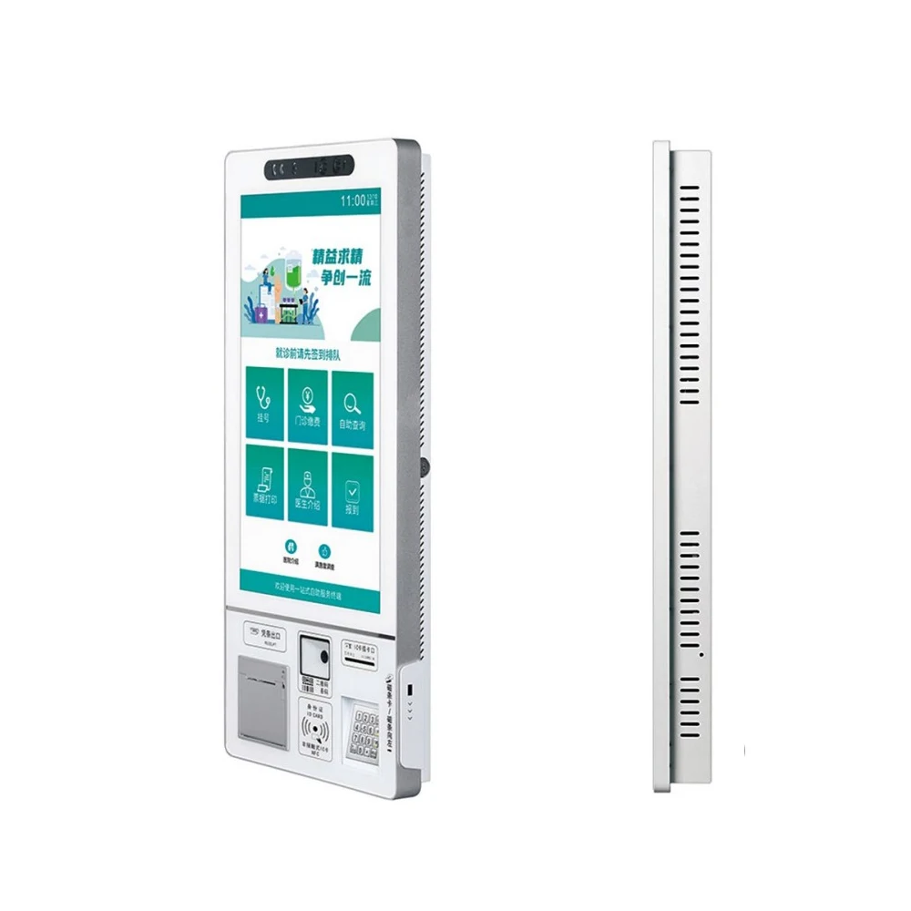 21.5 Inch Wall Mount Touchscreen Kiosk Windows Android Printing Scanner Reader Face Payment Nfc Rfid Smart Kiosk Custom Factory