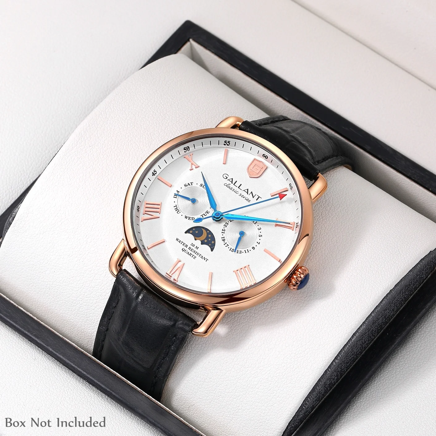 new moon phase watch 5 atm water resistant japan movt custom logo watches men