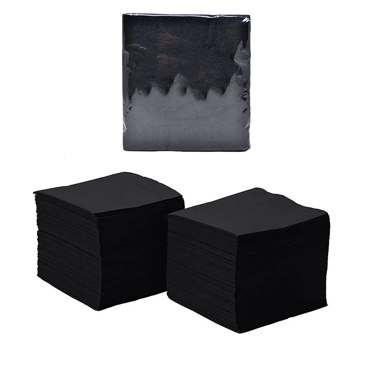 Cheap Colorful paper napkins Table100% virgin pulp serviettes Napkin tissue paper black