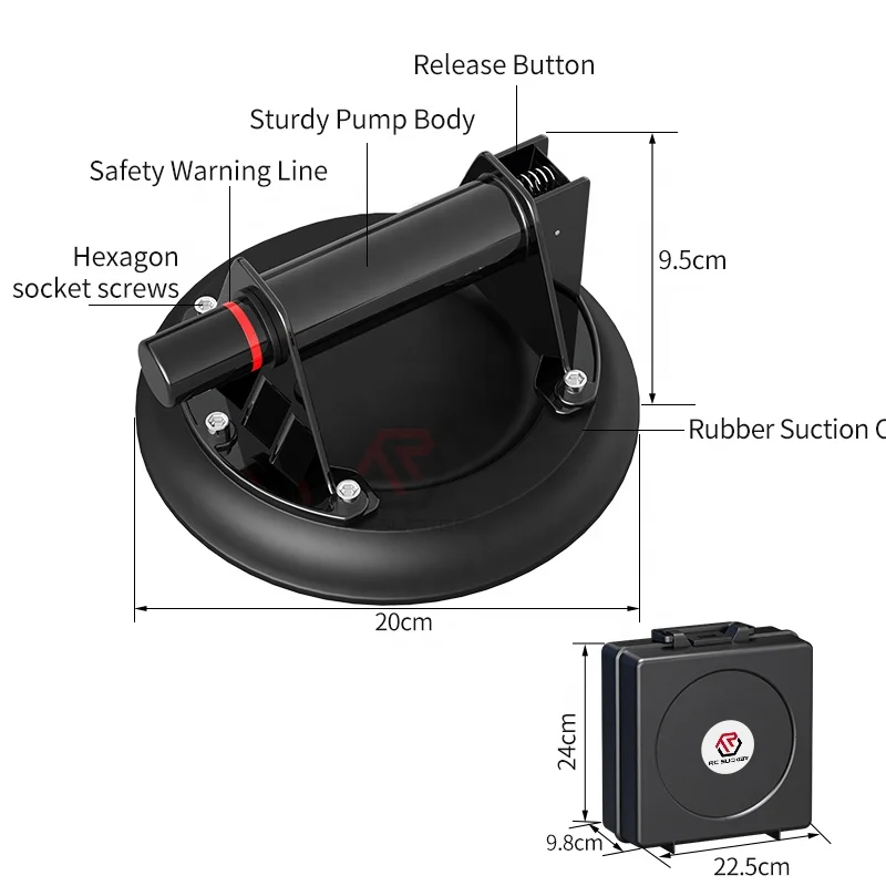 8 inches Heavy Duty 100kg Plastic Hand Glass Sucker Lifter Vacuum Suction Cup for glass tile marble