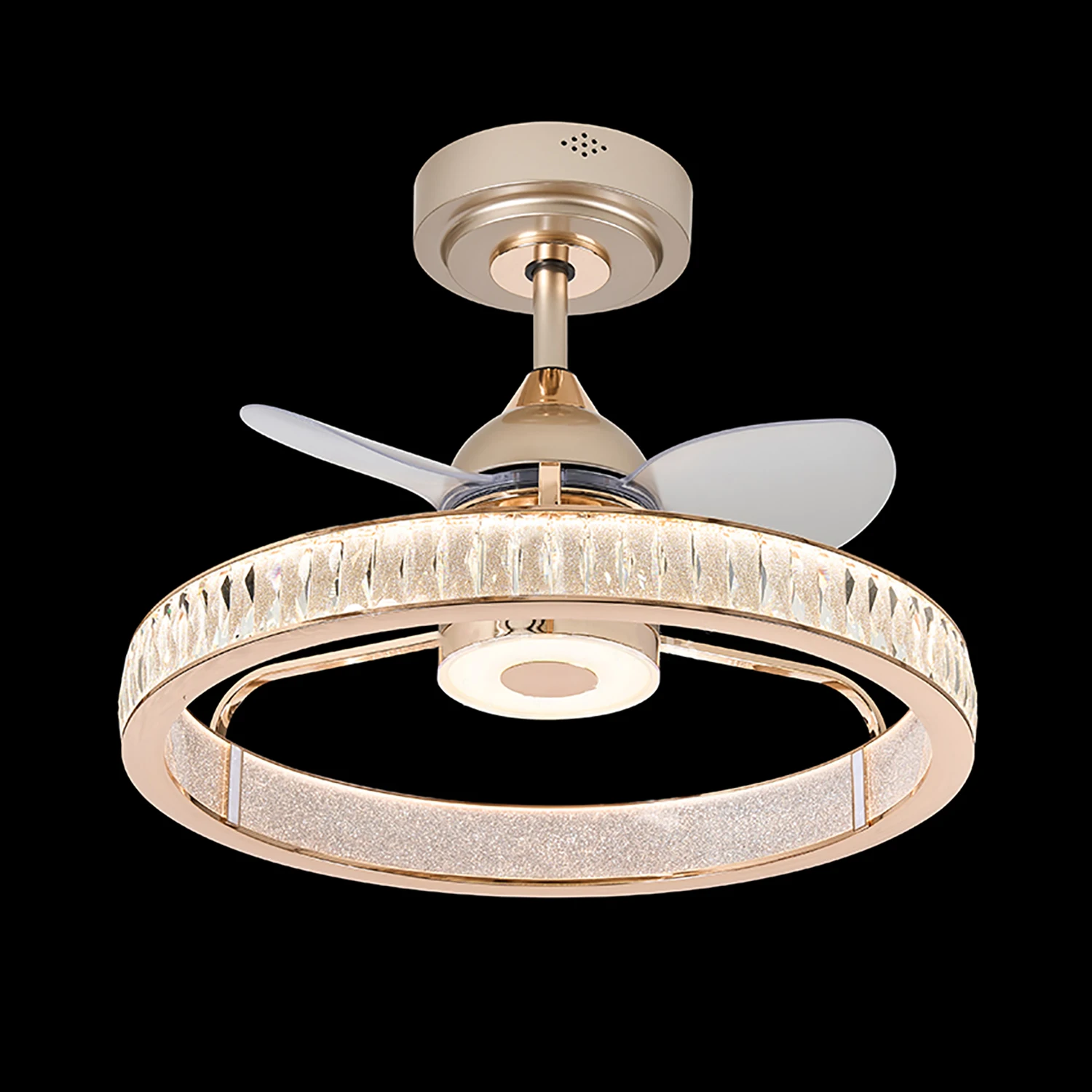 Farmhouse Fandelier Crystal Ceiling Fan With Light 6 Speeds Quiet Reversible Dc Motor Indoor Ceiling Fan