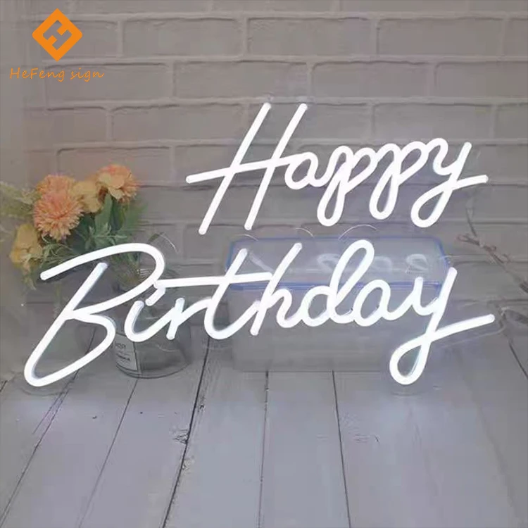 Hot sale style silicon neon signage metal neon light letters birthday  party supplies forHappy birthday