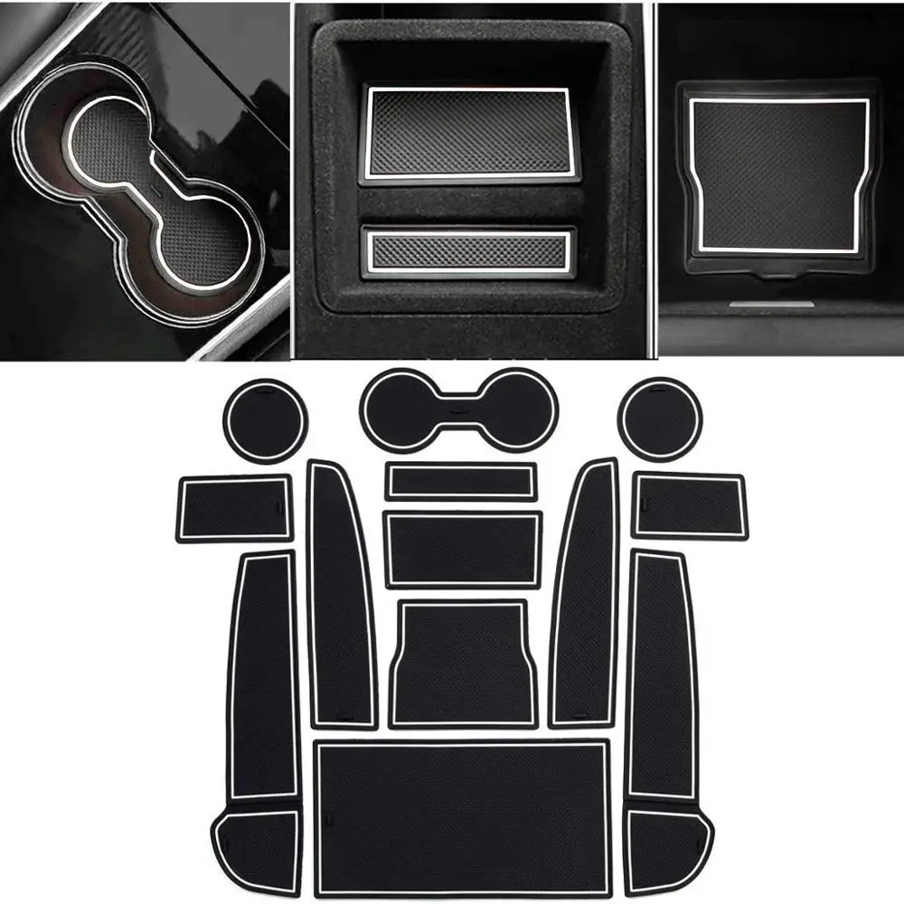 
White Color Sale Center Console Mats Cup Holder Liner for 2017 2018 2019 Model 3 15pcs in 1 per set 