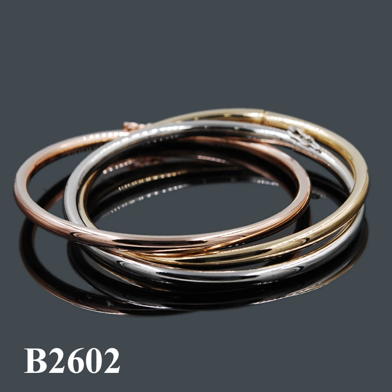 Classical fine gold plated with three color Mexican couple bangles sets jewelry for women
