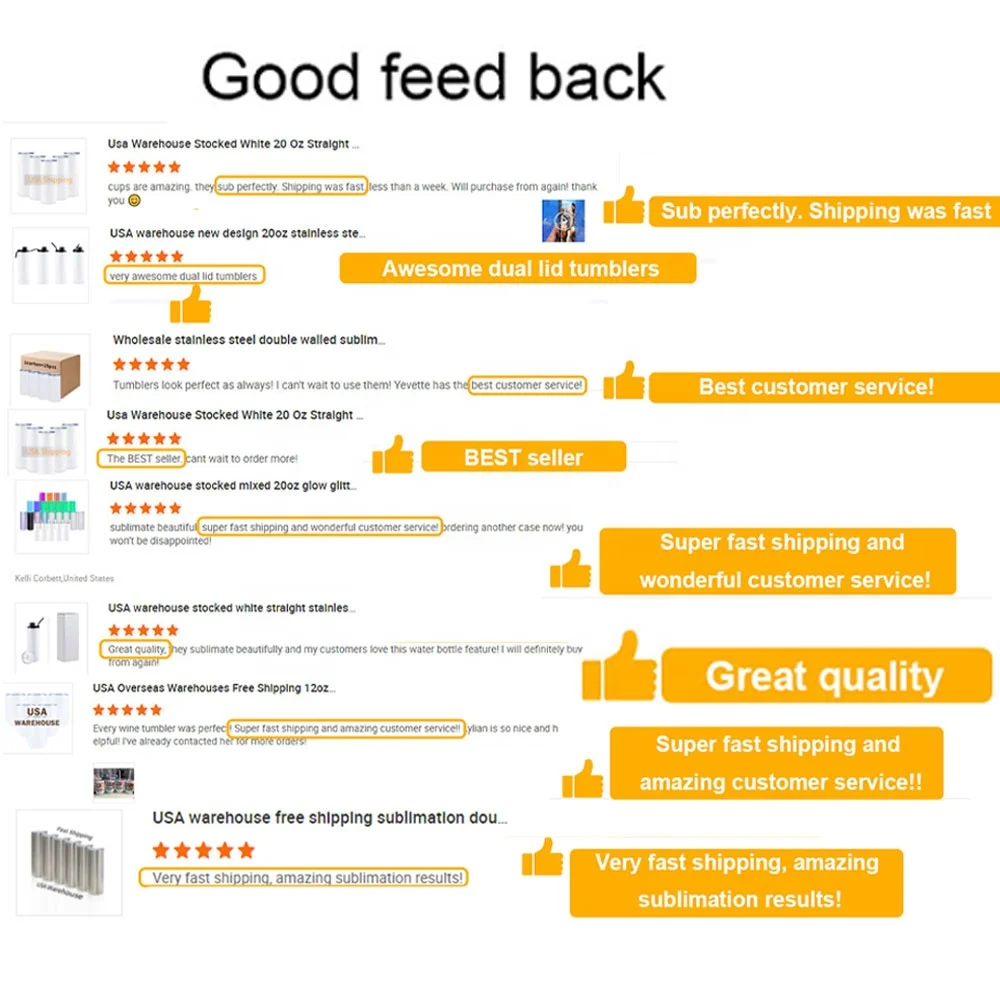 Elena Lin USA warehouse free shipping double walled white blanks sublimation 12oz 15oz 20oz 22oz 30oz tumblers ready to ship