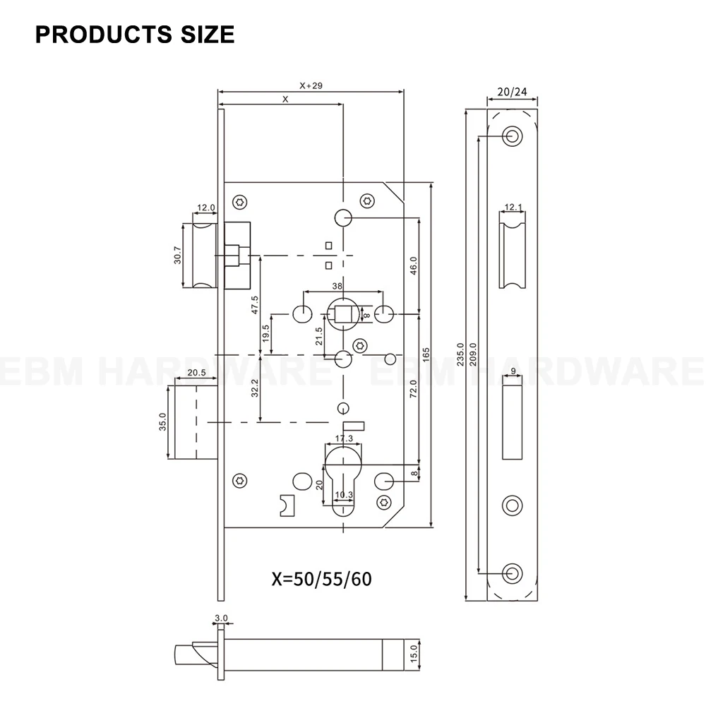 European standard  High Quality Safety Fire Rated Mortise Lockset and Handle Door Lock Metal Door Mortise Door Handle Lock