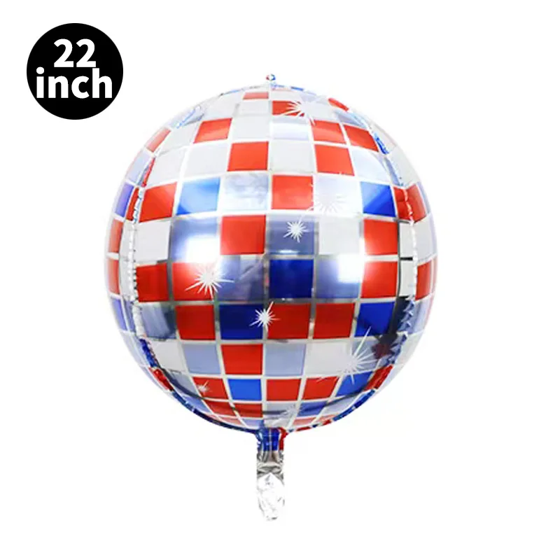 2024 New Color 22inch Disco 4D Round Balloon Shaped Foil Helium Balloon For Baby Shower Happy Birthday Party Decoration