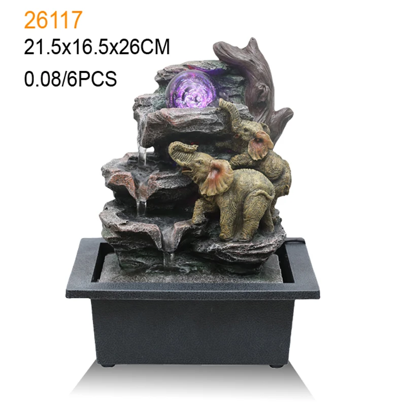 2023 home decoration resin cute elephant sculpture modern tabletop indoor fountain