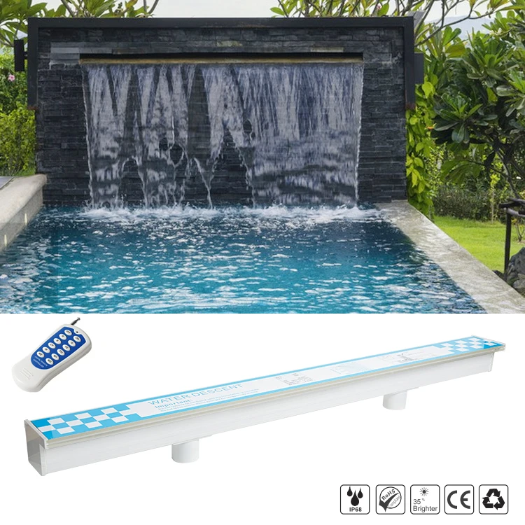 Outdoor 12v Ac 85-265v Underwater Acrylic Wall Mounted Swimming Pool Rgb Multicolor Changing Led Light Waterfall Descent
