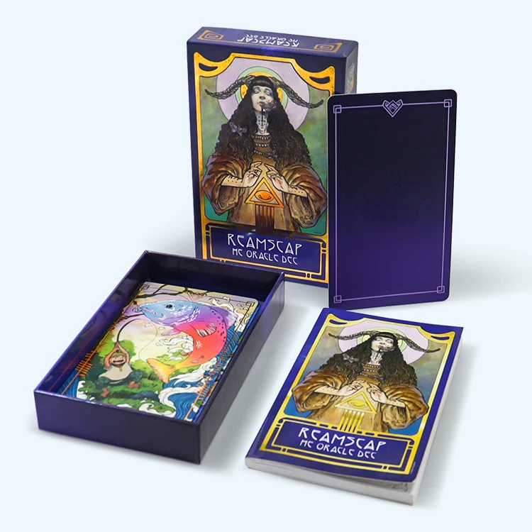 Custom deck of cards tarot factory customize design gold foil laser tarot cards set tarot cards with guidebook custom printed