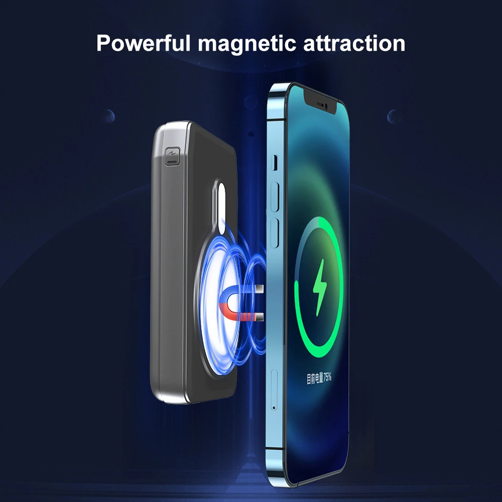 Portable 10000mah Battery Wireless Power Bank For Iphone 12 Power Bank Magnetic Charger
