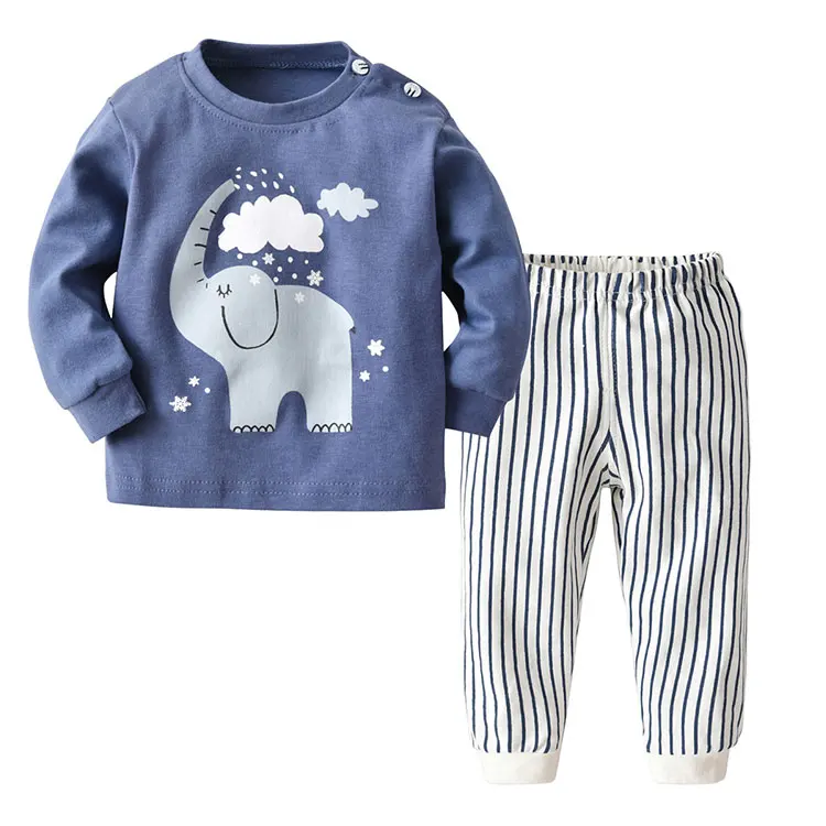 Wholesale 100% Cotton Long Sleeve Baby Children's Pajama Set Autumn Children's Sleepwear