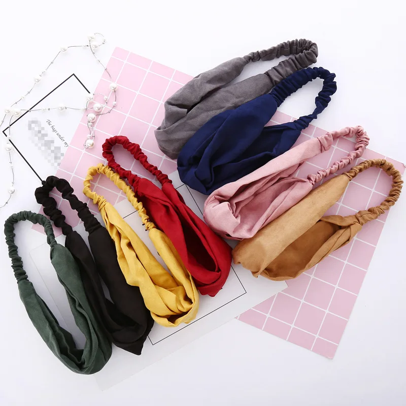 Fashion Spring Autumn Women Girls suede solid hair band elastic Headband