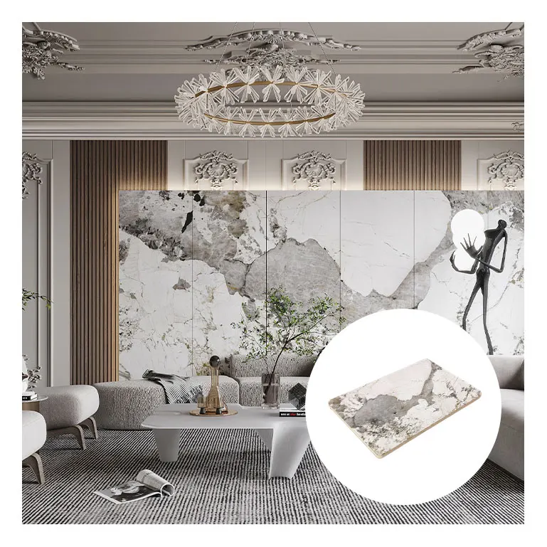 House Decorative Wall Wood Veneer Wpc Wall Panel Board for Home Marble Tv Background Walls Panel with Cabinets