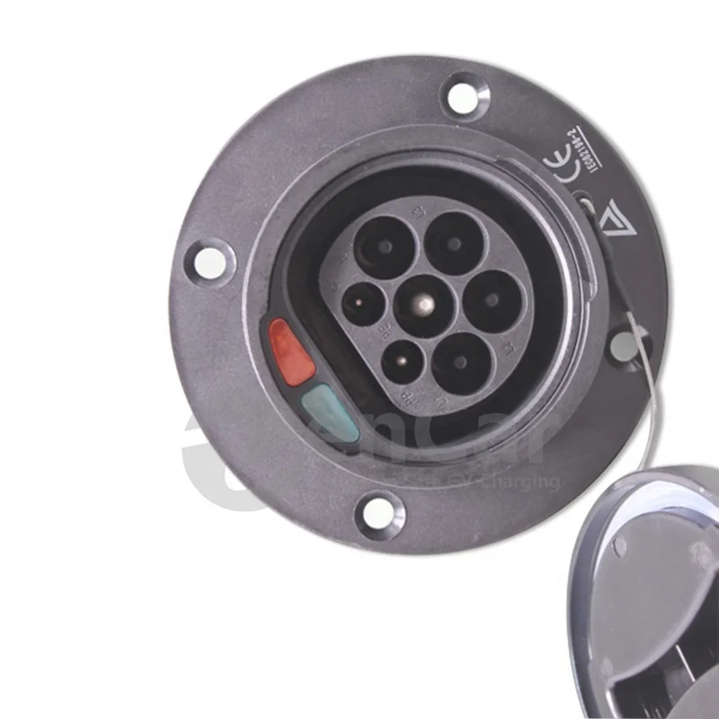 Hot Sale TUV CE certification IEC62196-2 type 2 male 5 Pin EV Electric Socket for car inlet 32A 400V 22kw