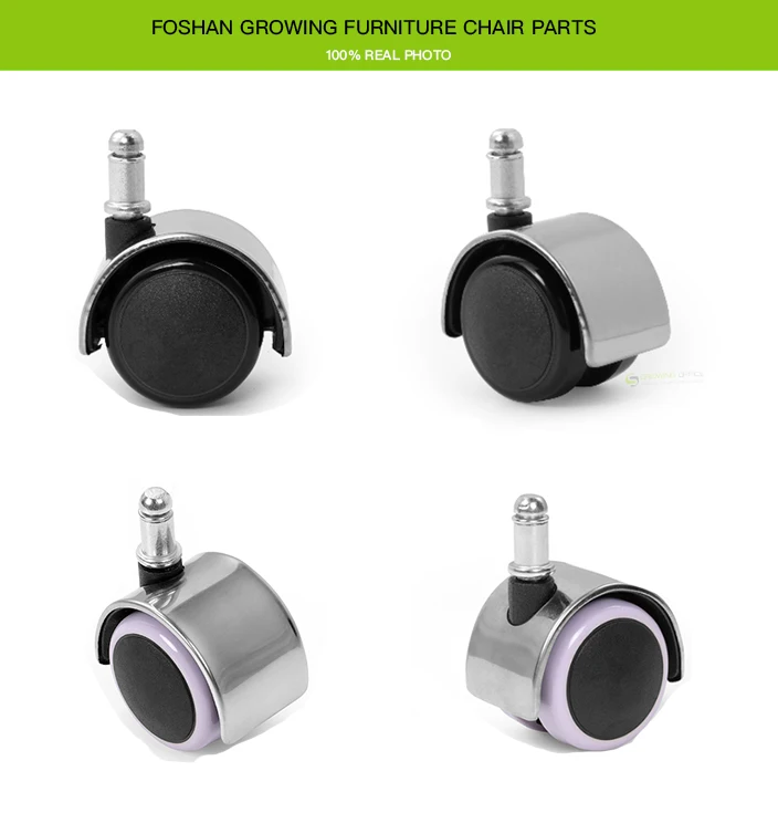 manufacture Golden Brushed Furniture Caster 50MM PU Heavy Duty Thread Pin Castor Wheels Without Brake