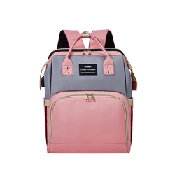 Multifunctional Portable Pink Nappy Bag Waterproof Folding Baby Travel Backpack Baby Bed Diaper Changing Table Pads Diaper Bags