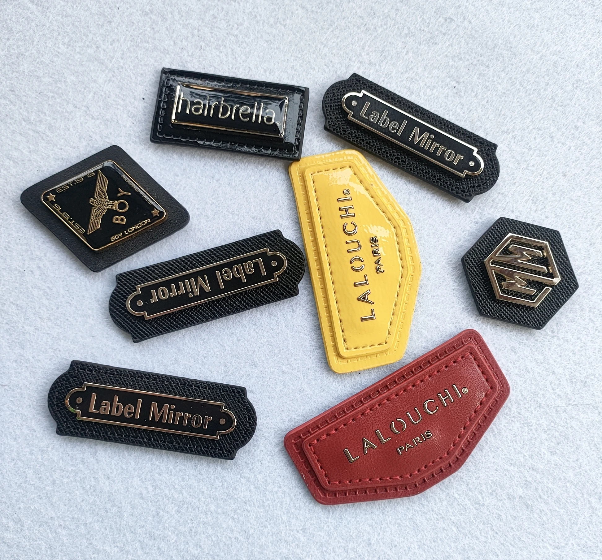 Custom Clothes Handbag Small Strip Leather Label Metal Alphabet Label Badge