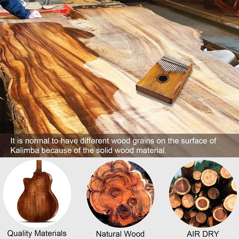 Natural  Wood And Ore Metal Tines Finger Piano Portable Musical Instrument Gifts  17 Key Thumb Piano