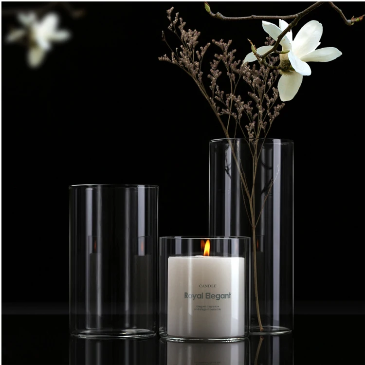 Ручная работа прозрачная боросиликатная стеклянная банка цилиндрическая для свечей