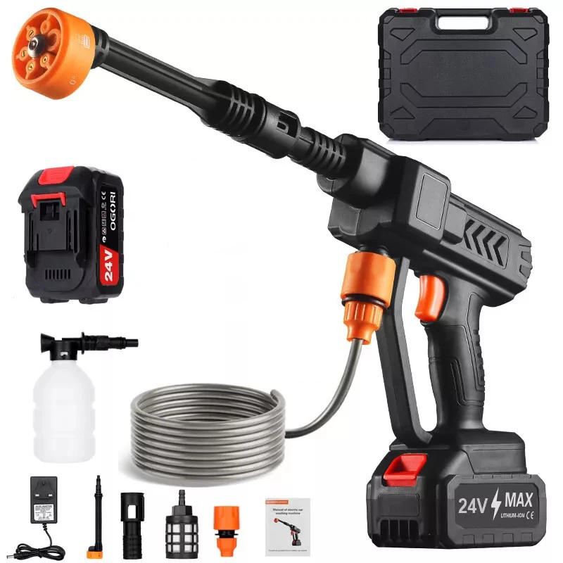 6 in 1 Nozzle Portable Cordless Car High Pressure Washer Battery Powerful Jet Wash Cleaner Water Spray Gun