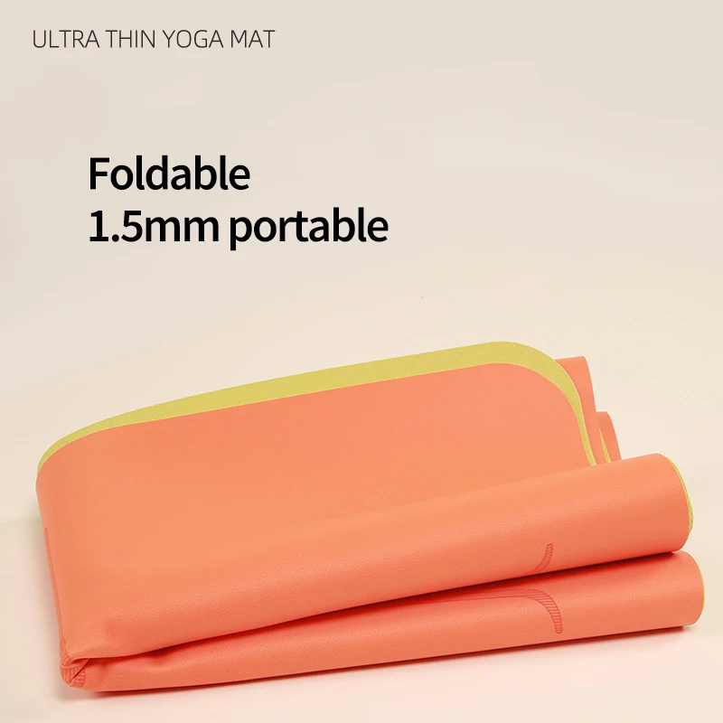 1.5mm Luxury Anti Slip Black Natural PU Rubber Yoga Mats Custom Logo Guide line Foldable Portable Pu Rubber Yoga Mat