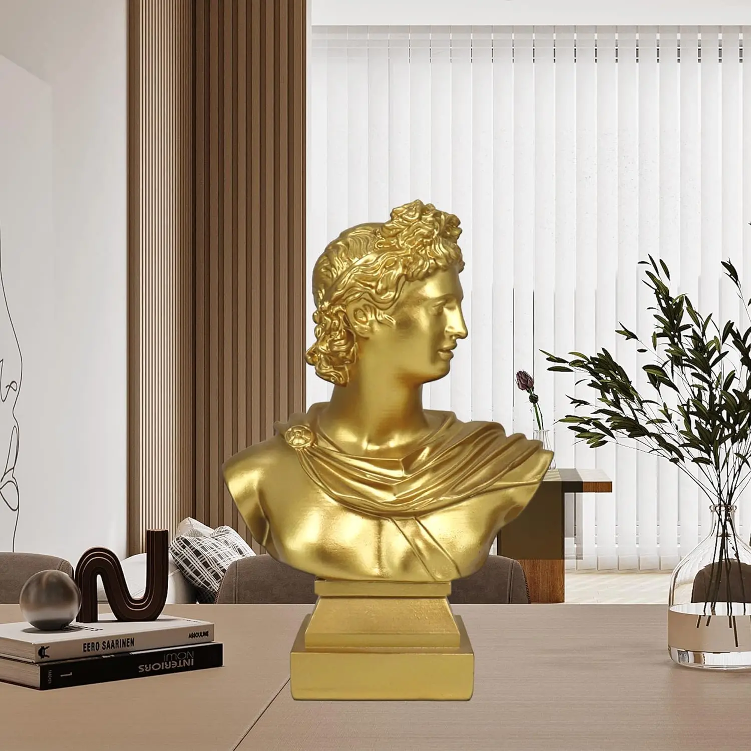 Custom Vintage Gold Apollo Figurine Simple Art Greek Statue Symbolizing Good Luck and Wisdom Resin Craft Decoration for Home