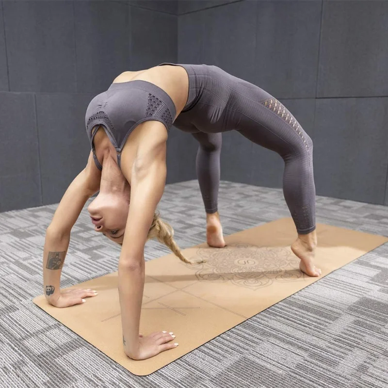 Custom Print Logo 100% Natural Rubber Cork Yoga Mats Extra Thick Eco Foldable Tpe