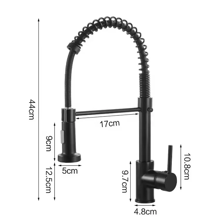 Classic Single Handle Stainless Steel Kitchen Water Tap with Ceramic Valve Core Black Kitchen Faucet With Pull Down Sprayer