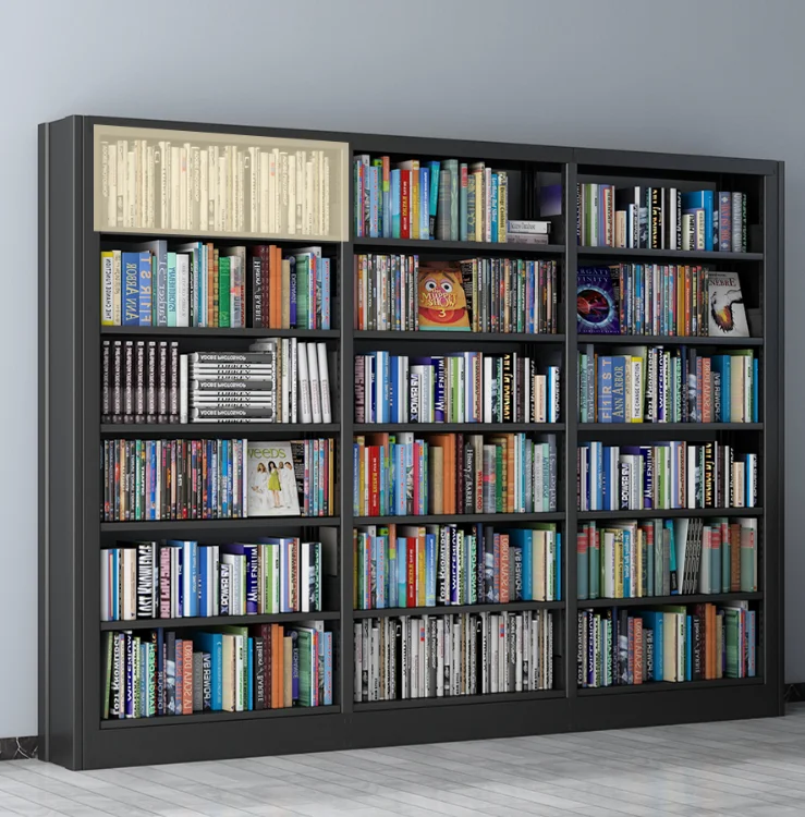 Library Furniture Bookshelves Double Column Wholesale Steel Metal Stainless Steel Key Lock Library School Modern Library Not Rak