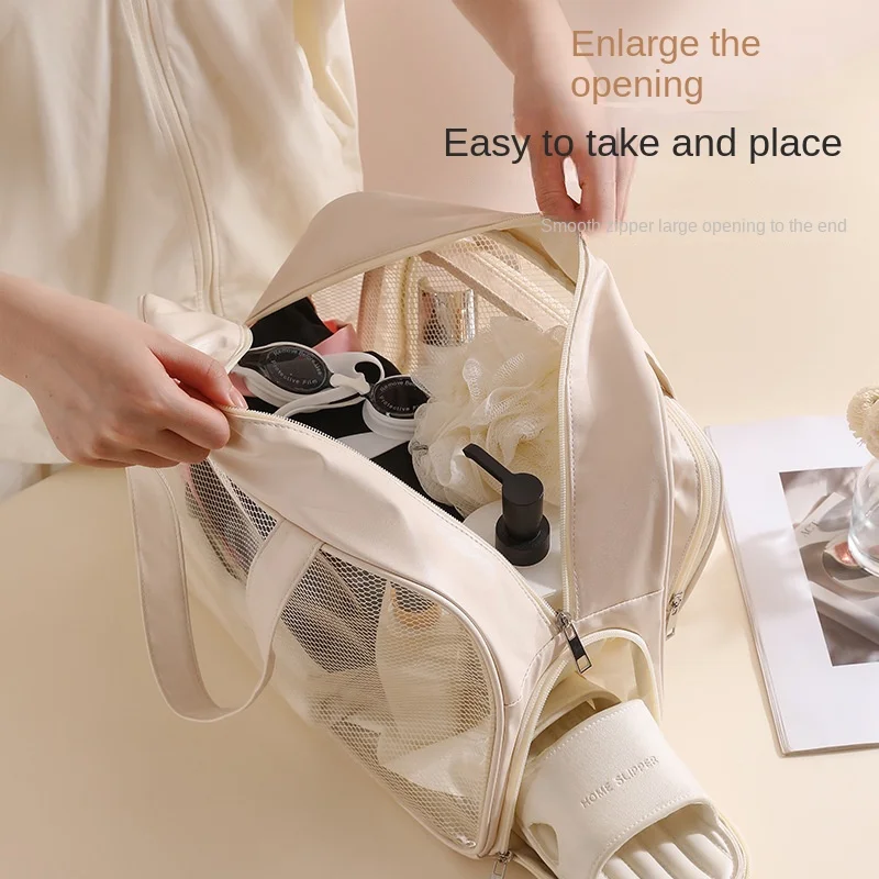 Custom   PVC Sports Fitness Dry Wet Separation Bag Waterproof Swimming Beach Zipper Toiletries Cosmetics