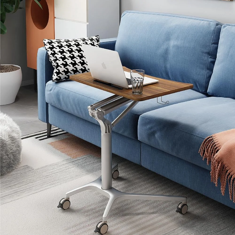 Swivel Moving Small Foldable Desk Bedside Aluminum Fram With Wheels Height Adjustable Laptop