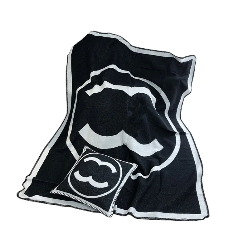2024 blanket  home sofa  soft and warm letter shawl office air-conditioned cashmere dual C blanket