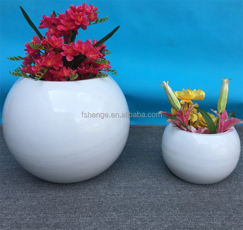Garden supplies decor indoor white flower pot tall metal floor vase large pots for outdoor plants