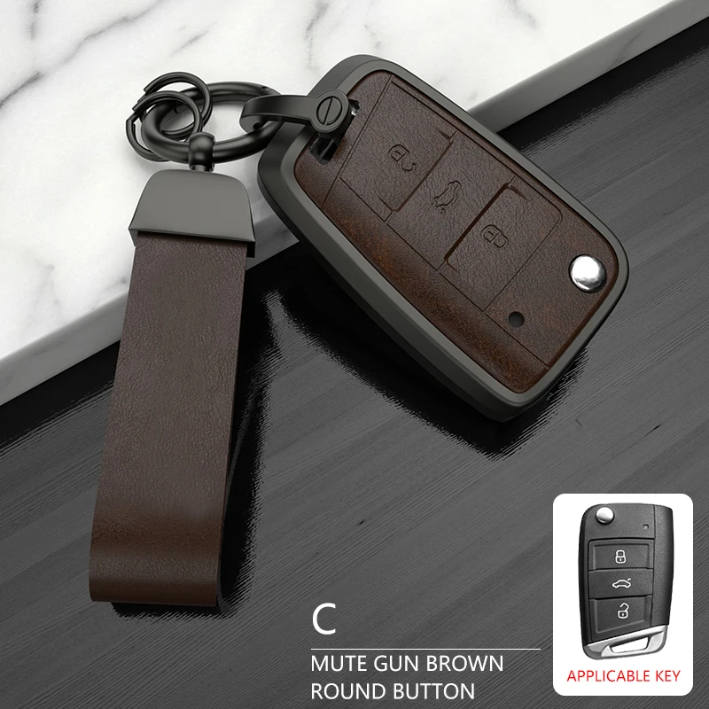 Source manufacturers Aluminum alloy Car Keys Bag Cover Keychain Car Key Case For VW Volkswagen Skoda Car Key Accessories