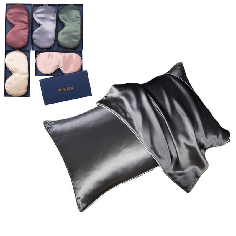 Eye Mask & Pillowcase Scrunchies Pillow Case Sets with Box Luxury Custom Logo Private Label Silk 100 Mulberry Silk Christmas