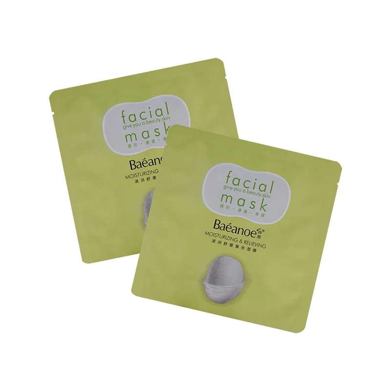 Wholesale Green Packaging Cosmetics Aluminum 3 Sides Heat Sealed Moisturizing Facial Mask Bag for Skin Care