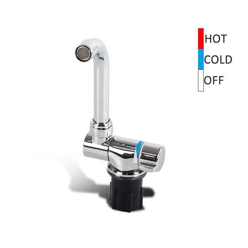 HEYRV RV Accessories High-Quality- Rotation Cold and Hot Water Single Handle And Hole Folding RV Faucet  Water Tap