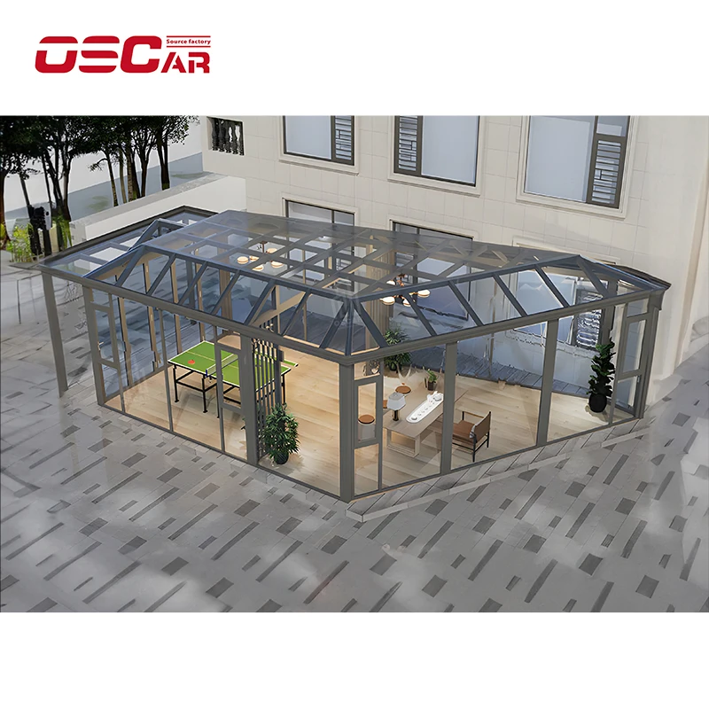 Bridge Aluminum Alloy Open-Air Wood Grain Transparent Courtyard Ecological Balcony Waterproof Aluminum Alloy Landscape Pavilion