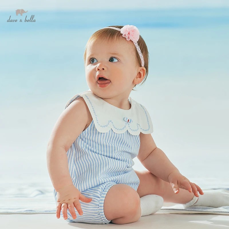 DB2221473 dave bella summer new born baby girls romper  fashion cartoon jumpsuits infant toddler clothes children romper 1 piece