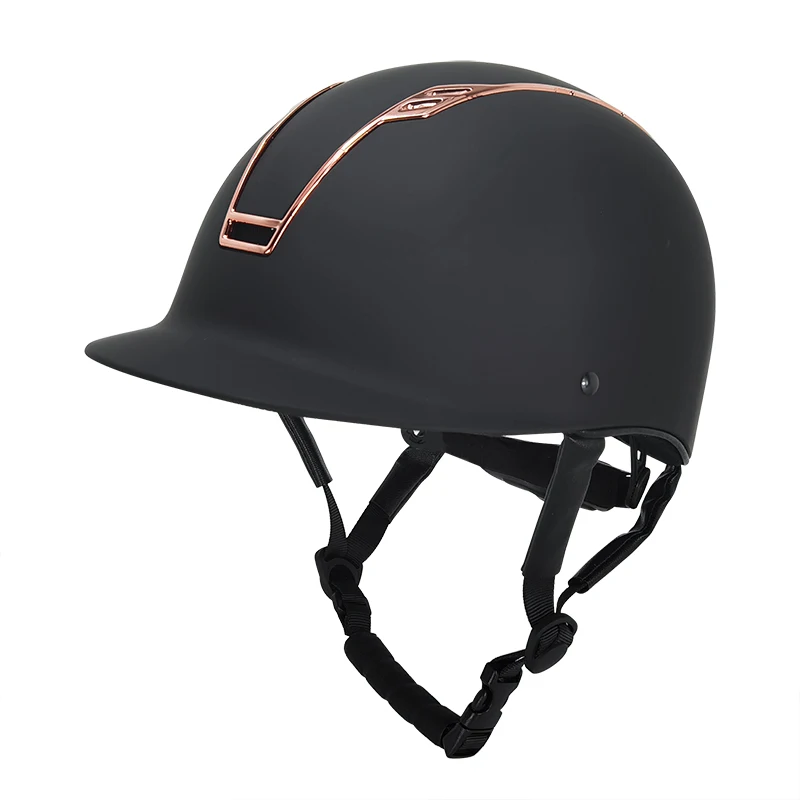 dressage Shadow matt horse equestrian helmet with rose gold chrome