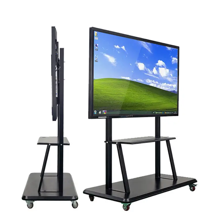 65 Inch Free Standing Movable With Wheels Teaching Aids Electronic Touch Screen Monitor Tv For School Classroom
