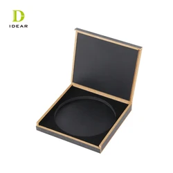 IDEAR Wholesale Flap Lid Square Custom Boxes With Logo MDF Wooden Gift Coin Boxes Packaging