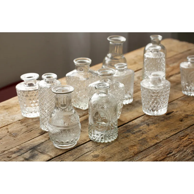 Factory Price European Clear Bud Vases Hydroponic Plant Bottle Mini Crystal Glass Vase For Wedding Decorations Home Dsktop Decor