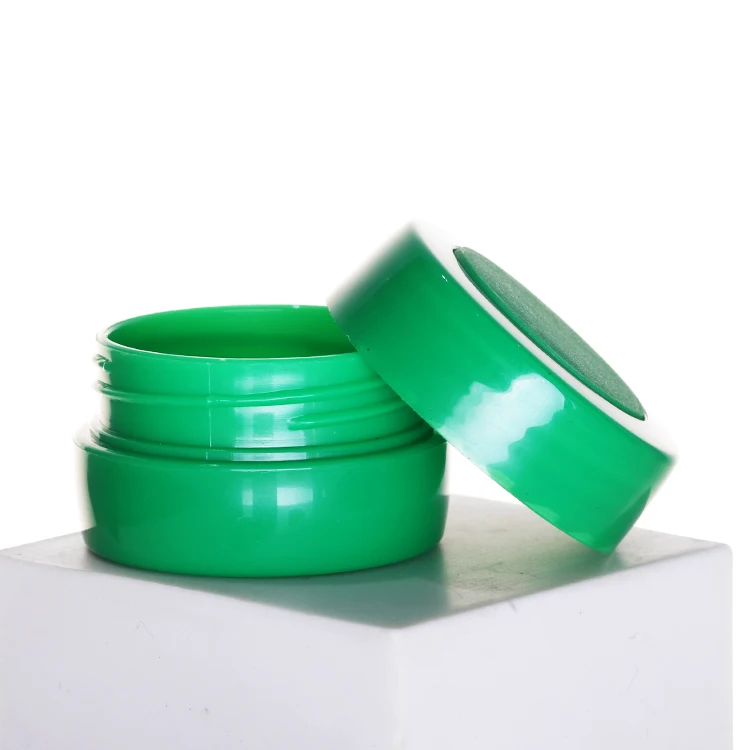 5g 10g 15g 30g green/grey/yellow plastic uv nail gel jars empty facial jar cream bottle with rubber band