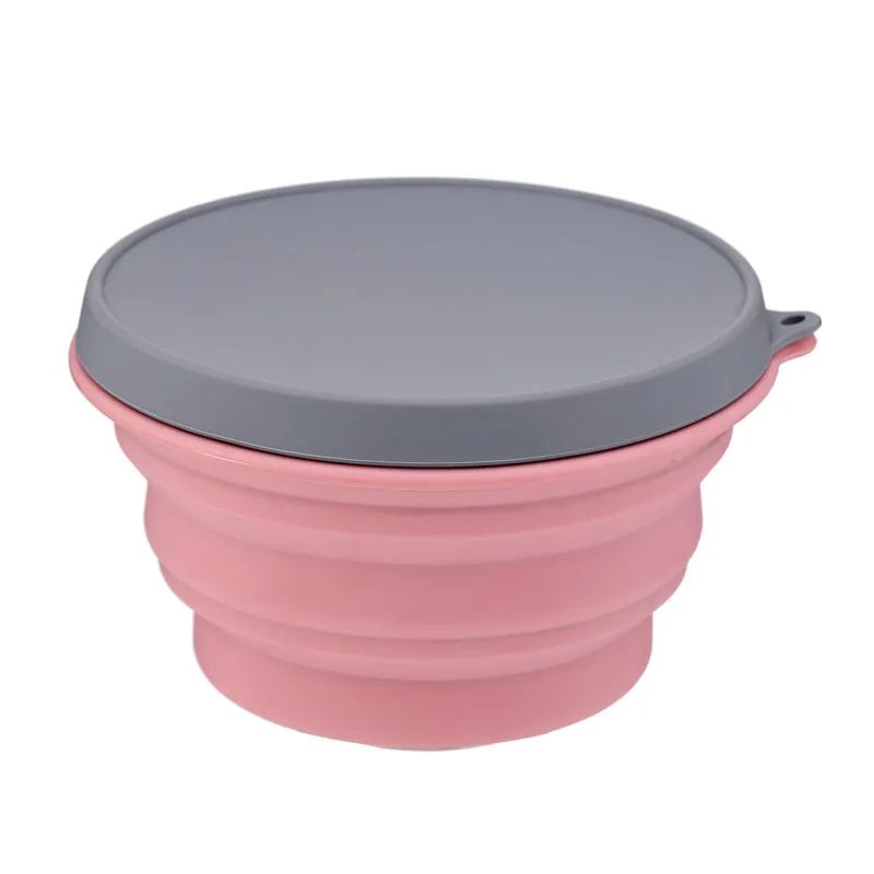 INS Amazon Hot Customized Logo Food Grade Outdoor Travel Foldable Food Bowl with Lid